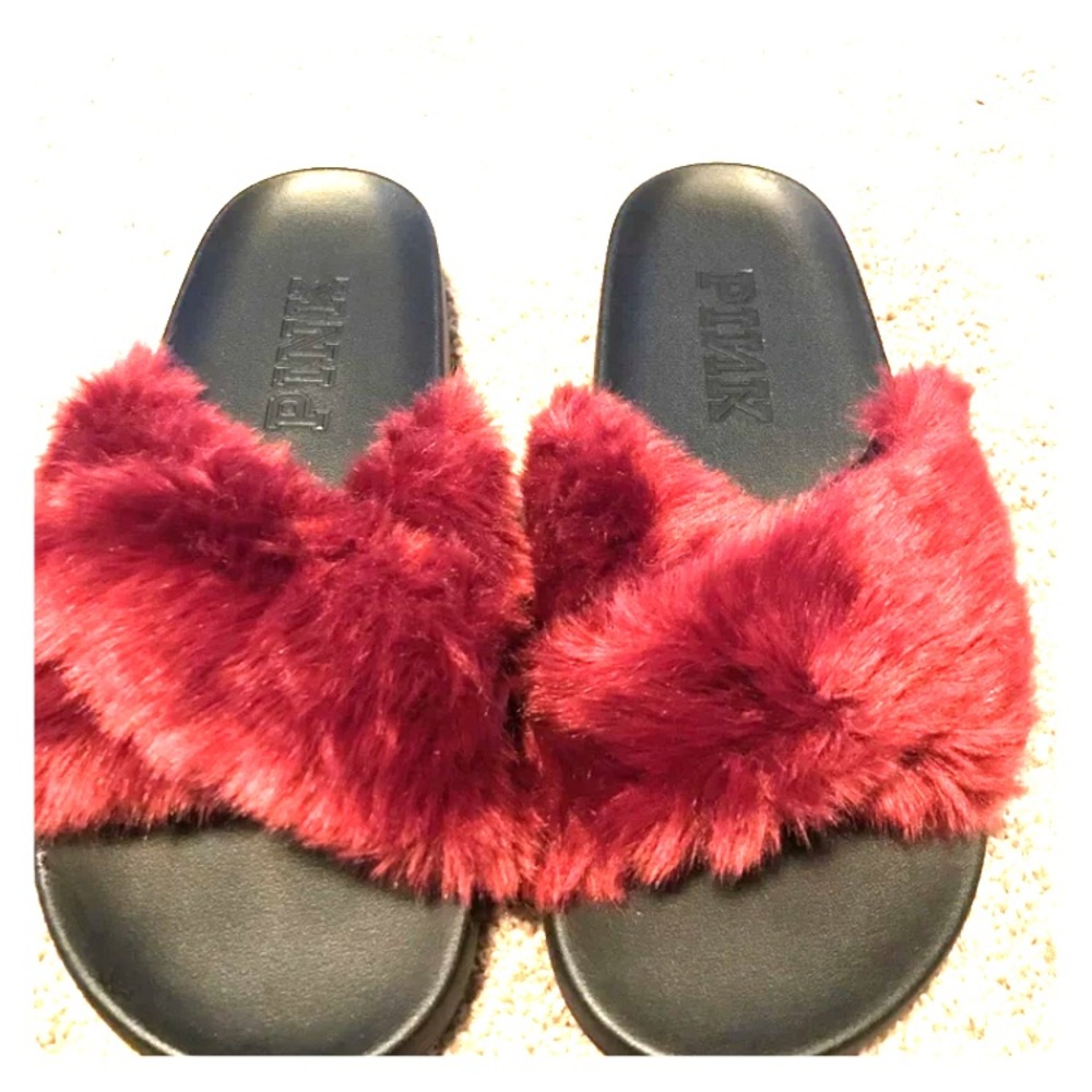 PINK brand fuzzy slides
